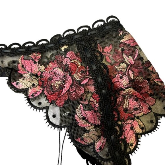 NWT FOR LOVE & LEMONS Juliet Floral Black/Pink Lace Garter Size XXS Lingerie - Picture 3 of 9
